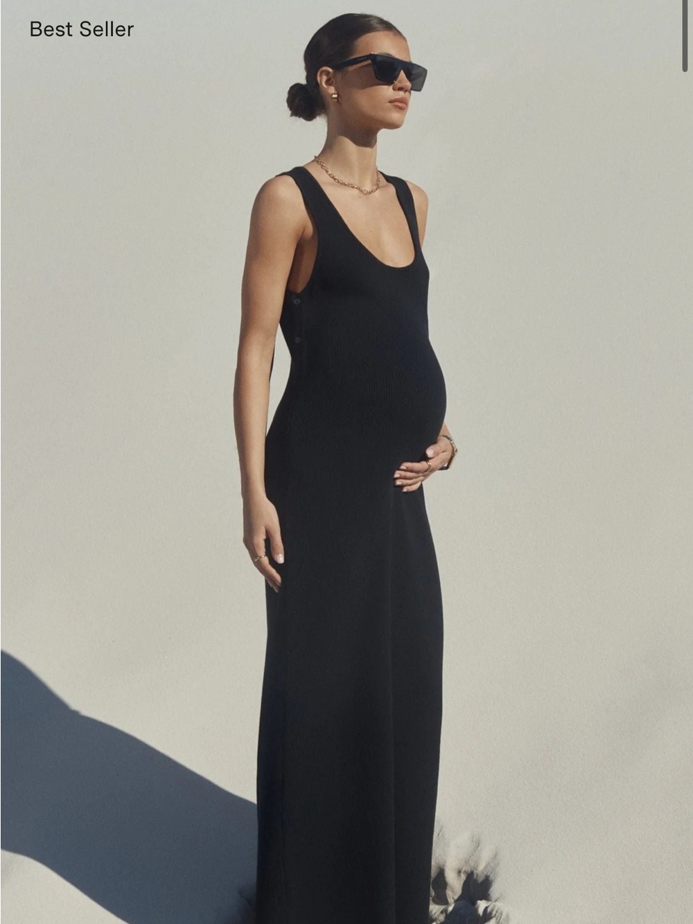 Legoe Heritage Resort Sleeveless Maternity Maxi Dress in Black